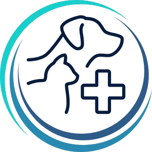 logo featuring a dog and cat silhouette with a medical cross